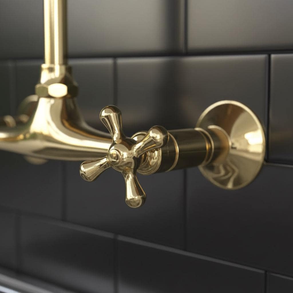 Unlacquered Brass Wall Mount Faucet – Handmade Solid Brass Gooseneck Kitchen Tap with Cross Handles for Farmhouse Sink