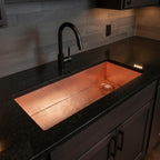 Handmade Rectangular Hammered Copper Trough Sink Solid Metal Basin for Bar and Side Kitchens