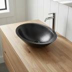 Handmade Hammered Oval Vessel Sink Solid Copper Basin with Matte Black Finish for Elegant Luxury Interiors