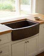 Handmade Hammered Copper Farmhouse Sink – Large Apron Front Kitchen Basin