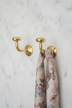 Two Solid Unlacquered Brass Wall Hook – Minimalist Handmade Coat & Towel Hanger