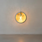 Unlacquered Brass Wall Light – Helios Inspired Round Backplate Sconce with Exposed Bulb