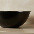 Handmade Hammered Round Vessel Sink Solid Copper Basin with Matte Black Finish for Elegant Luxury Interiors