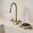 Bronze Brass Bathroom Sink Faucet – Handmade Solid Brass Basin Mixer Tap with Cross Handles