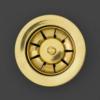 Solid Brass Strainer Drain for Bathroom Basin, Round Sink Waste Clicker Drain, Unlacquered Brass Vanity Drain