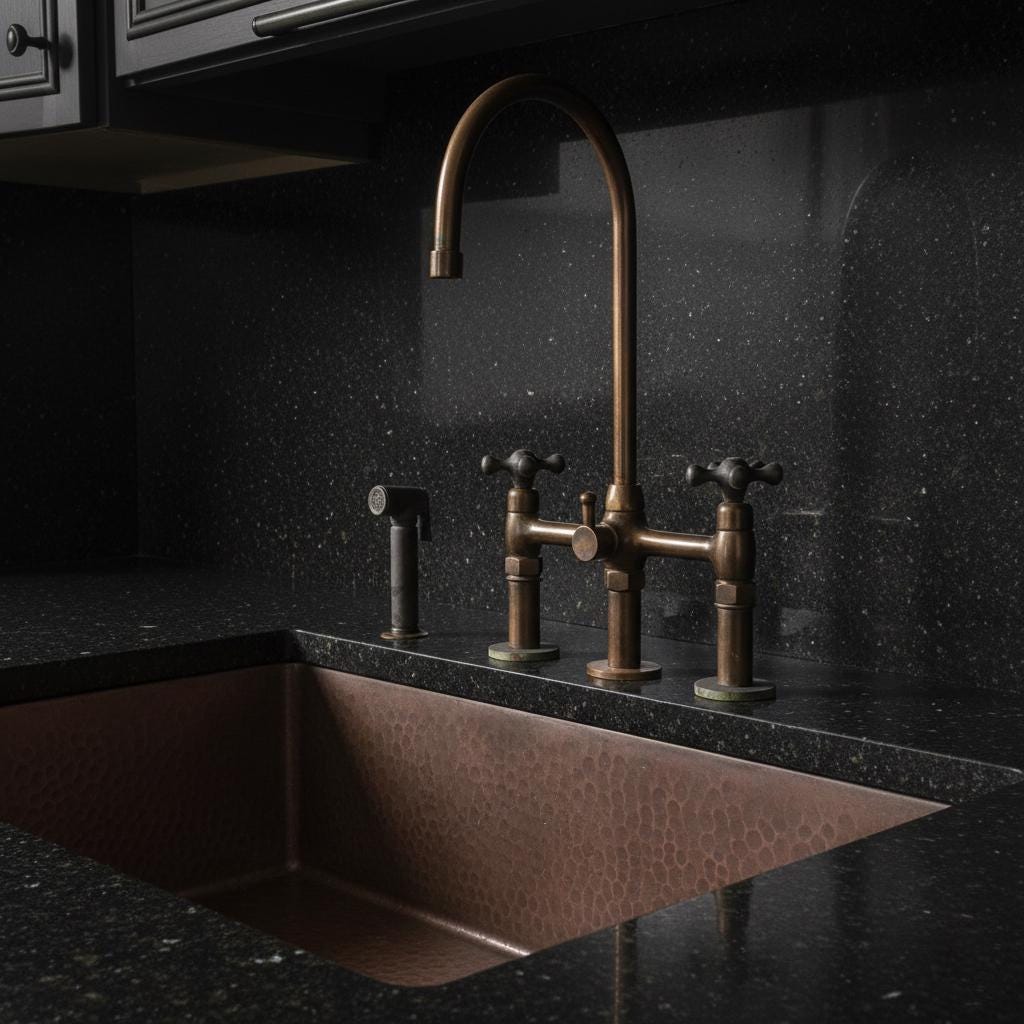 Brass Bridge Faucet with Sprayer – Handmade Kitchen Mixer Tap, Farmhouse Sink Faucet