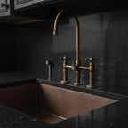 Brass Bridge Faucet with Sprayer – Handmade Kitchen Mixer Tap, Farmhouse Sink Faucet