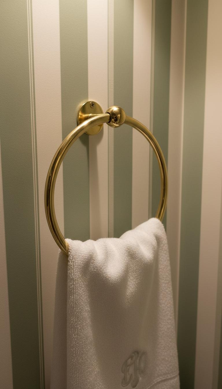 Solid Unlacquered Brass Towel Ring – Minimalist Wall-Mount Bathroom Holder