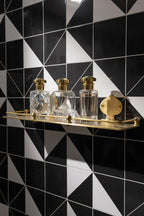 Engraved Unlacquered Brass Wall Shelf: Solid Handmade Bathroom or Hallway Decor