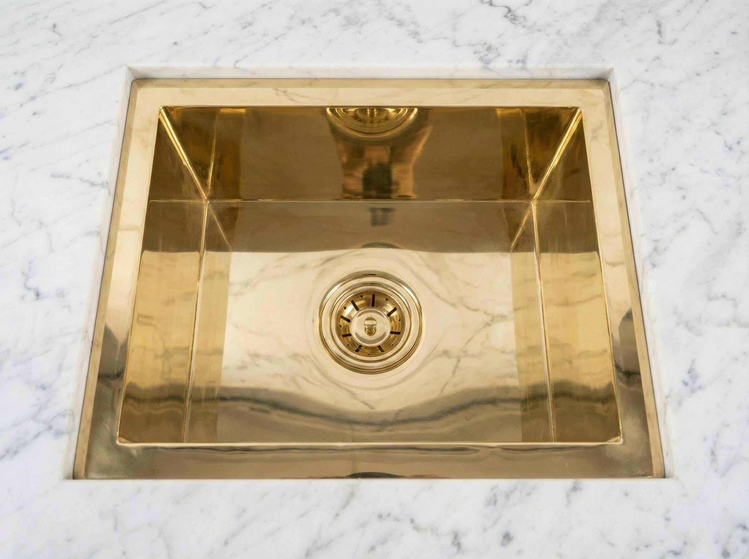 Handmade Solid Brass Kitchen Basin – Undermount Brass Sink for Bar, Prep, Island, Luxury Modern Kitchen