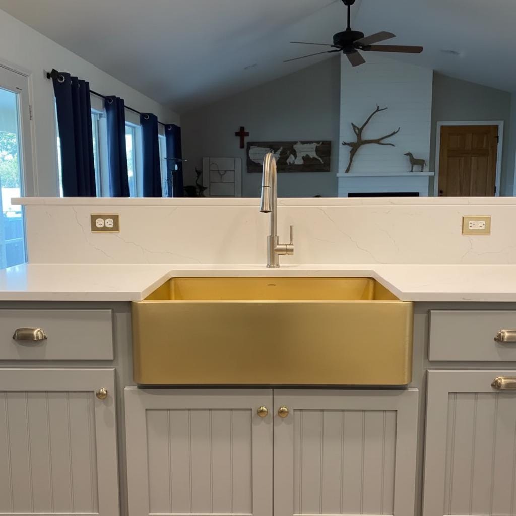 Handmade Solid Brass Farmhouse Sink, Apron Front Kitchen Basin, Unlacquered Brass Trough Sink