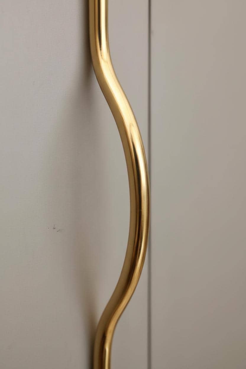 Two Curved Solid Brass Cabinet Handles – Modern Unlacquered Drawer Pulls Set