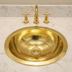 Handmade Oval Brass Bathroom Basin – Hammered Brass Vanity Wash Bowl, Countertop Brass Sink for Bathroom or Powder Room