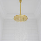 Unlacquered Solid Brass Ceiling Shower System – Complete Handcrafted Bathroom Set with Rain Head, Handheld & Mixer