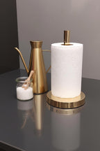 Solid Unlacquered Brass Paper Towel Holder – Modern Countertop Kitchen Stand