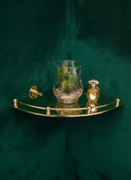Unlacquered Solid Brass Corner Shelf – Luxury Wall-Mount Bathroom Storage