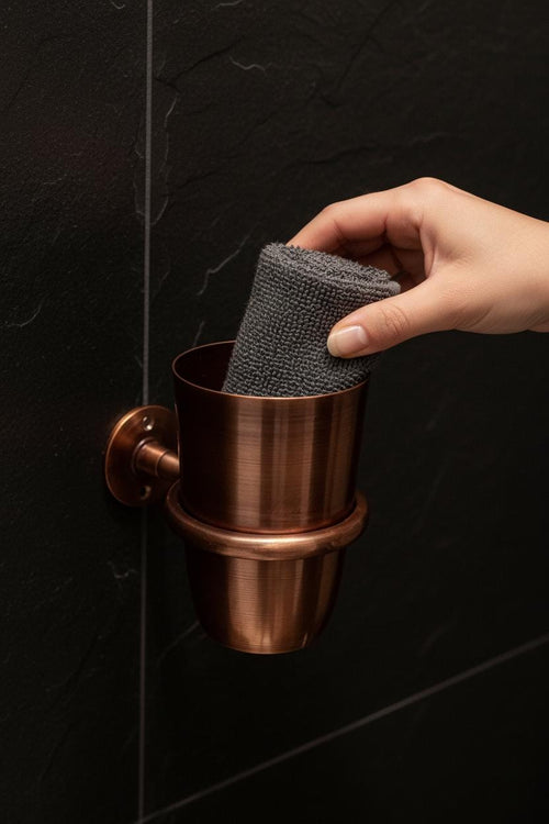 Copper Wall-Mount Toothbrush Holder – Handcrafted Bathroom Cup & Accessories Set