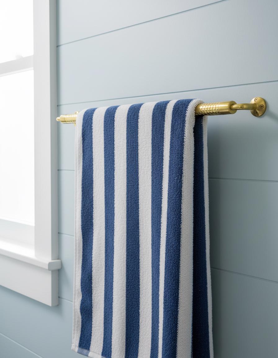 Hammered Solid Brass Towel Bar – Unlacquered Wall Mount Bathroom Rail