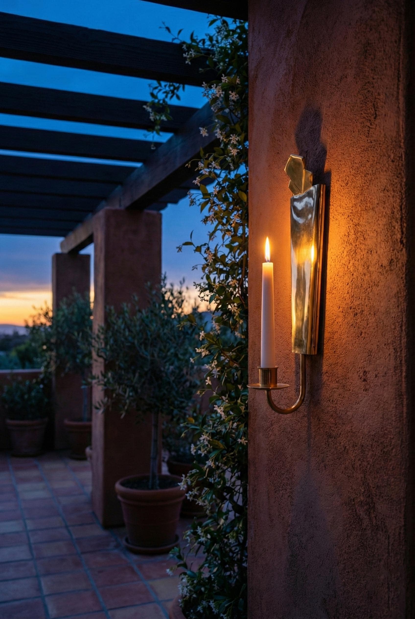 Pair of Brass Wall Candle Holder Handmade Minimalist Sconce Luxury Home Decor