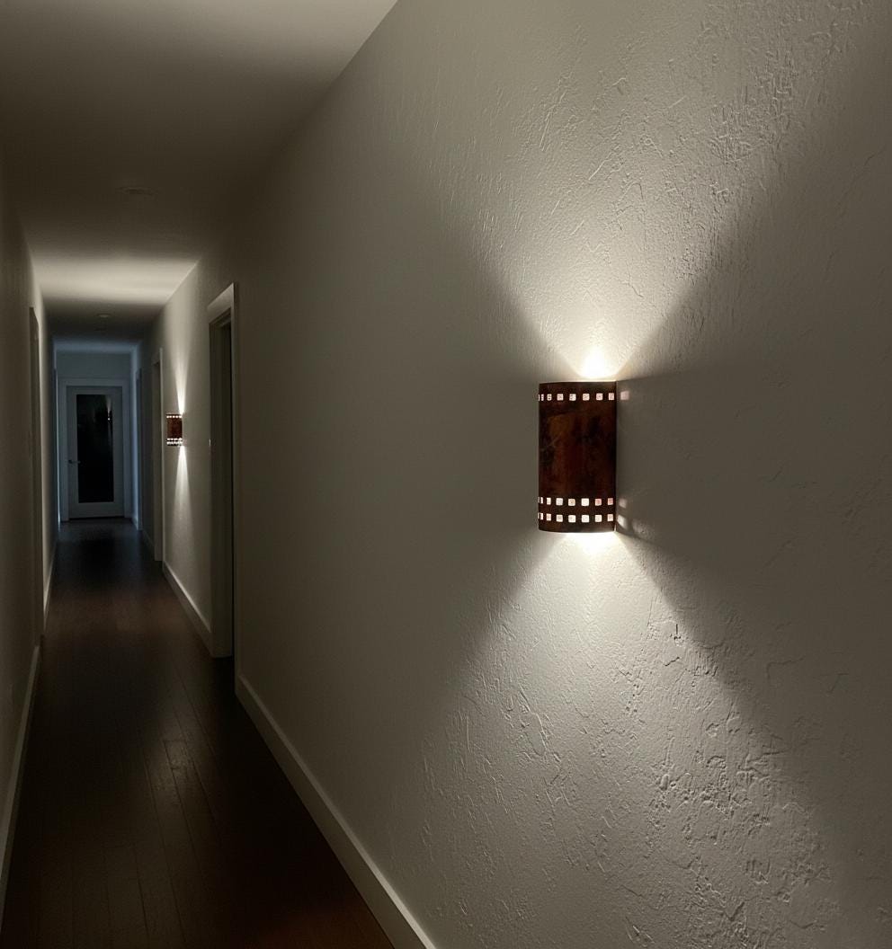 Handmade Fire Finished Copper Oval Wall Sconce Electric Lamp for Rustic Modern Interior Lighting