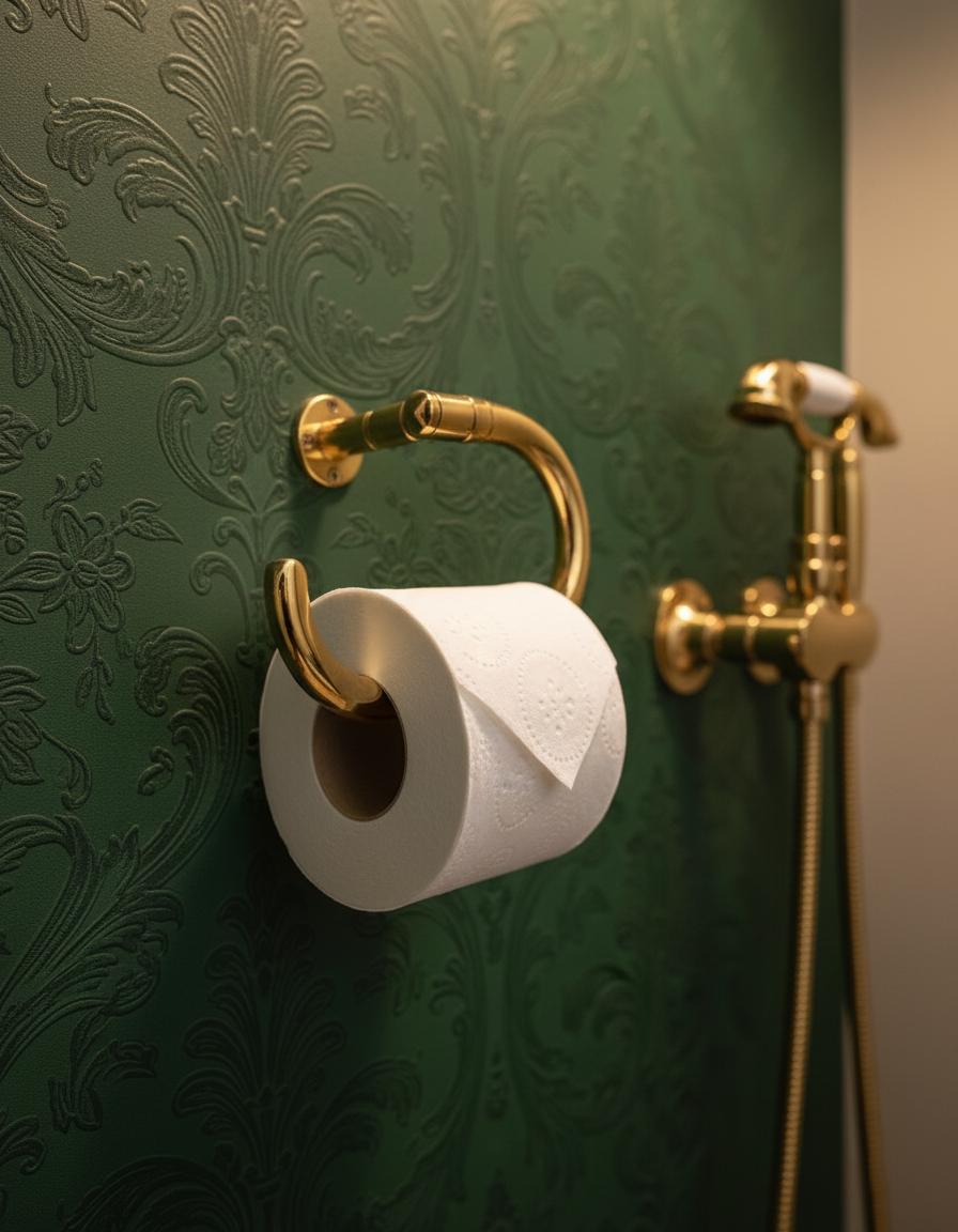 Solid Unlacquered Brass Toilet Paper Holder – Vintage Wall-Mount Bathroom Fixture