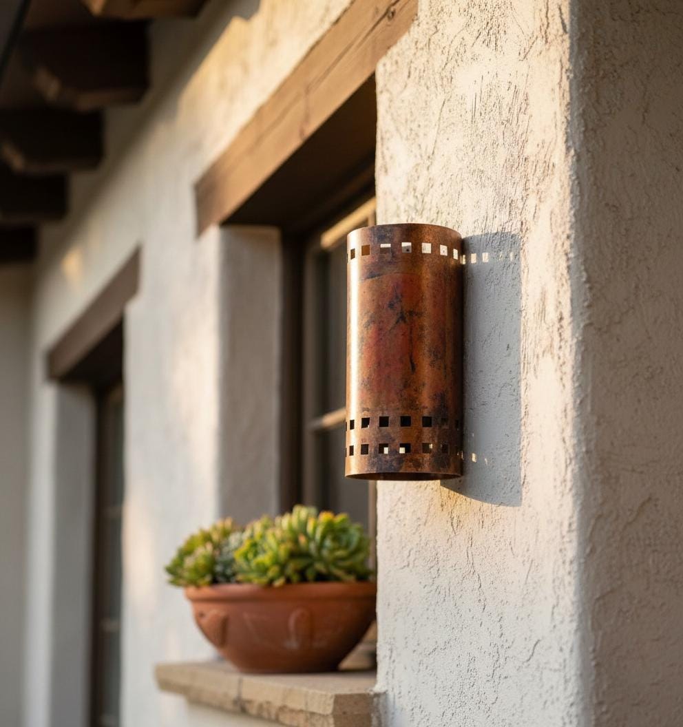 Handmade Fire Finished Copper Oval Wall Sconce Electric Lamp for Rustic Modern Interior Lighting