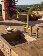 Unlacquered Brass Bridge Faucet with Side Sprayer – Farmhouse Kitchen Sink Mixer, Solid Brass Tap Fixture