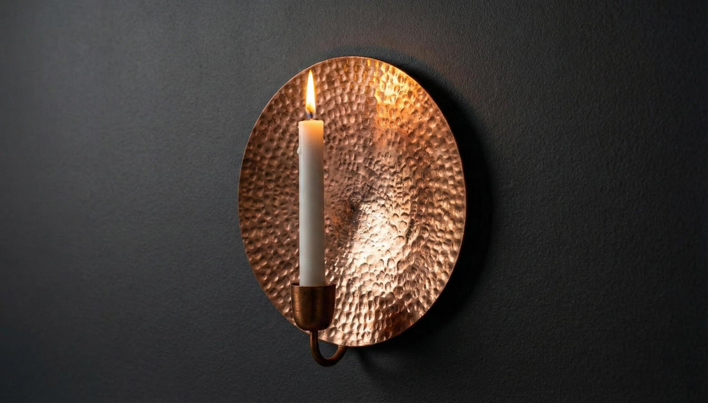 Handcrafted Copper Wall Candle Holder – Hand Hammered Vintage Wall Sconce