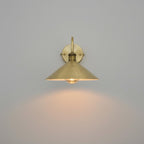 Unlacquered Brass Wall Sconce – Handmade Cone Shade Light for Bathroom, Bedroom, or Hallway