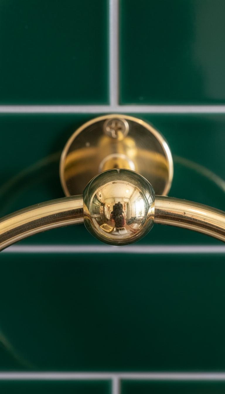 Solid Unlacquered Brass Towel Ring – Minimalist Wall-Mount Bathroom Holder