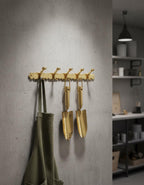 Engraved Solid Brass Coat Rack – Unlacquered Wall Hook Rail for Entryway or Bathroom