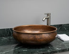 Handmade Fire Patina Copper Vessel Sink with Aged Finish for Luxury Bathroom Vanity Designs