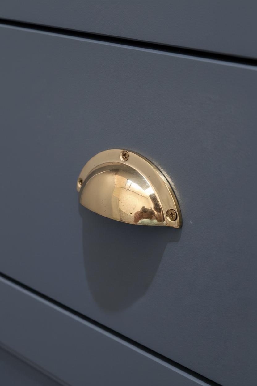 Set of Solid Unlacquered Brass Cabinet Pulls – Minimalist Drawer Handles