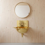 Handmade Hammered Solid Brass Wall Mount Sink with Faucet for Luxury High-End Bathroom Designs