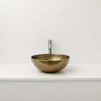 Handmade Round Brass Vessel Sink with Oil Patina Finish for Modern Bathroom Vanities