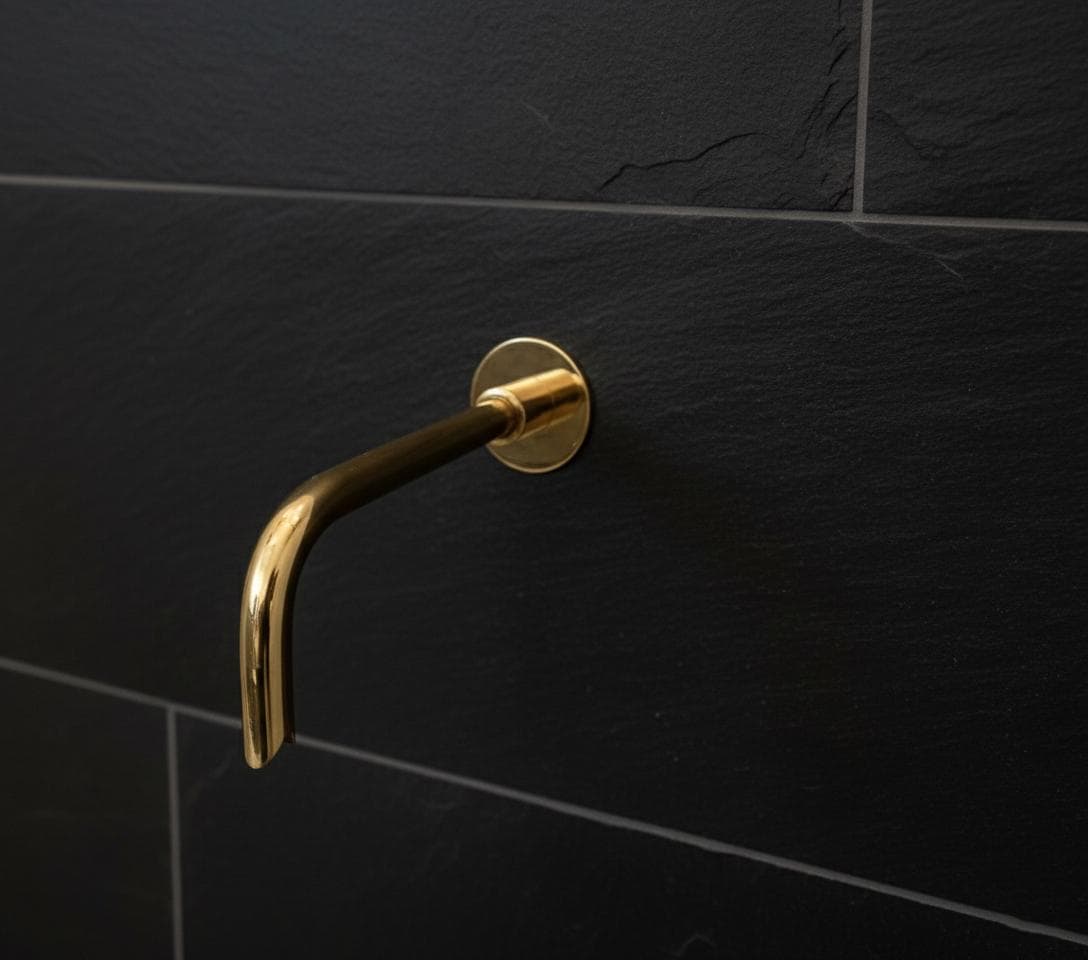 Unlacquered Brass Wall-Mount Faucet – Handmade Solid Brass Modern Cross Handle Bathroom Tap