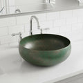 Handcrafted Verdigris Copper Vessel Basin Round Patina Bathroom Washbowl Countertop Mount