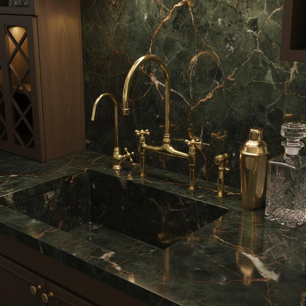 Unlacquered Brass Bridge Faucet Set – Handmade Solid Brass Kitchen Mixer with Filter Tap and Sprayer for Farmhouse Sinks