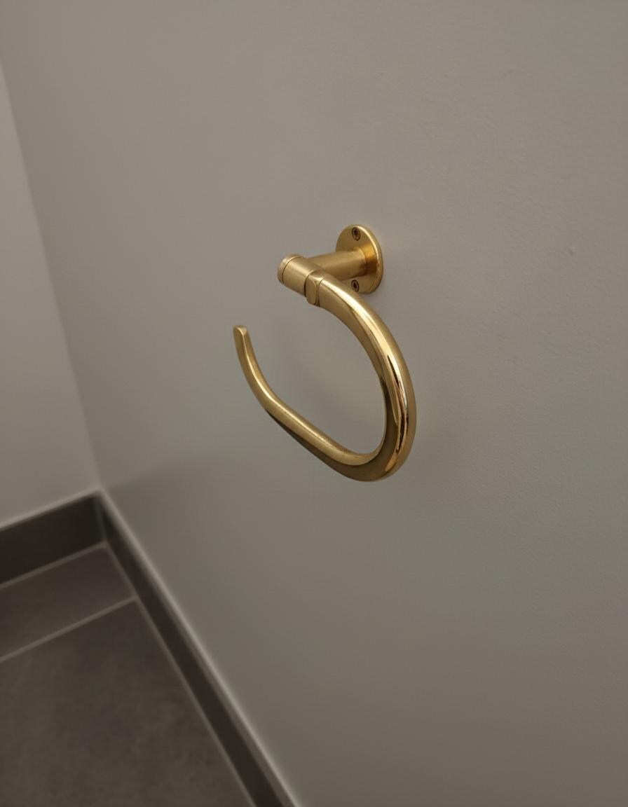 Solid Unlacquered Brass Toilet Paper Holder – Vintage Wall-Mount Bathroom Fixture