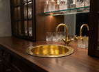 Handmade Hammered Round Brass Bar Sink Solid Brass Prep Basin for Wet Bars