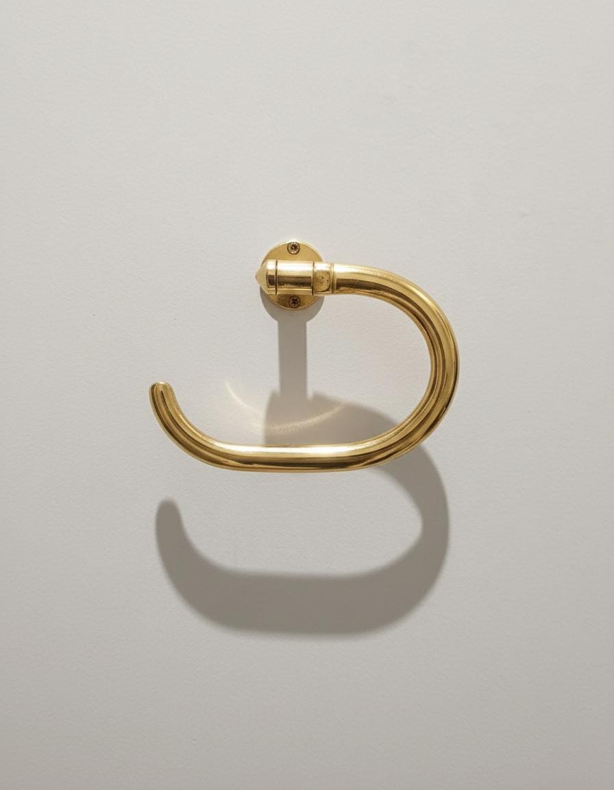 Solid Unlacquered Brass Toilet Paper Holder – Vintage Wall-Mount Bathroom Fixture