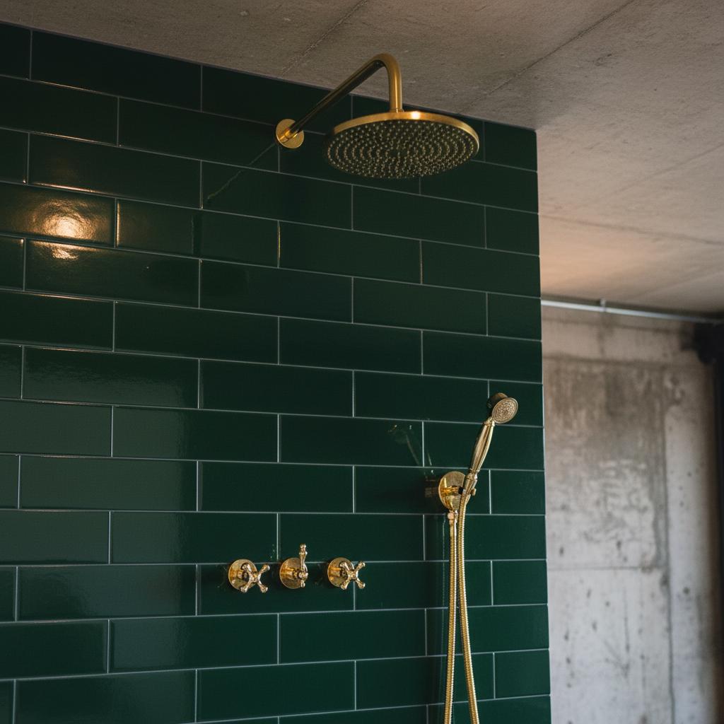 Unlacquered Solid Brass Ceiling Shower System – Complete Handcrafted Bathroom Set with Rain Head, Handheld & Mixer