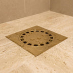 Solid Brass Square Floor Drain Cover – Luxury Shower Drain with Removable Round Strainer for Bathroom