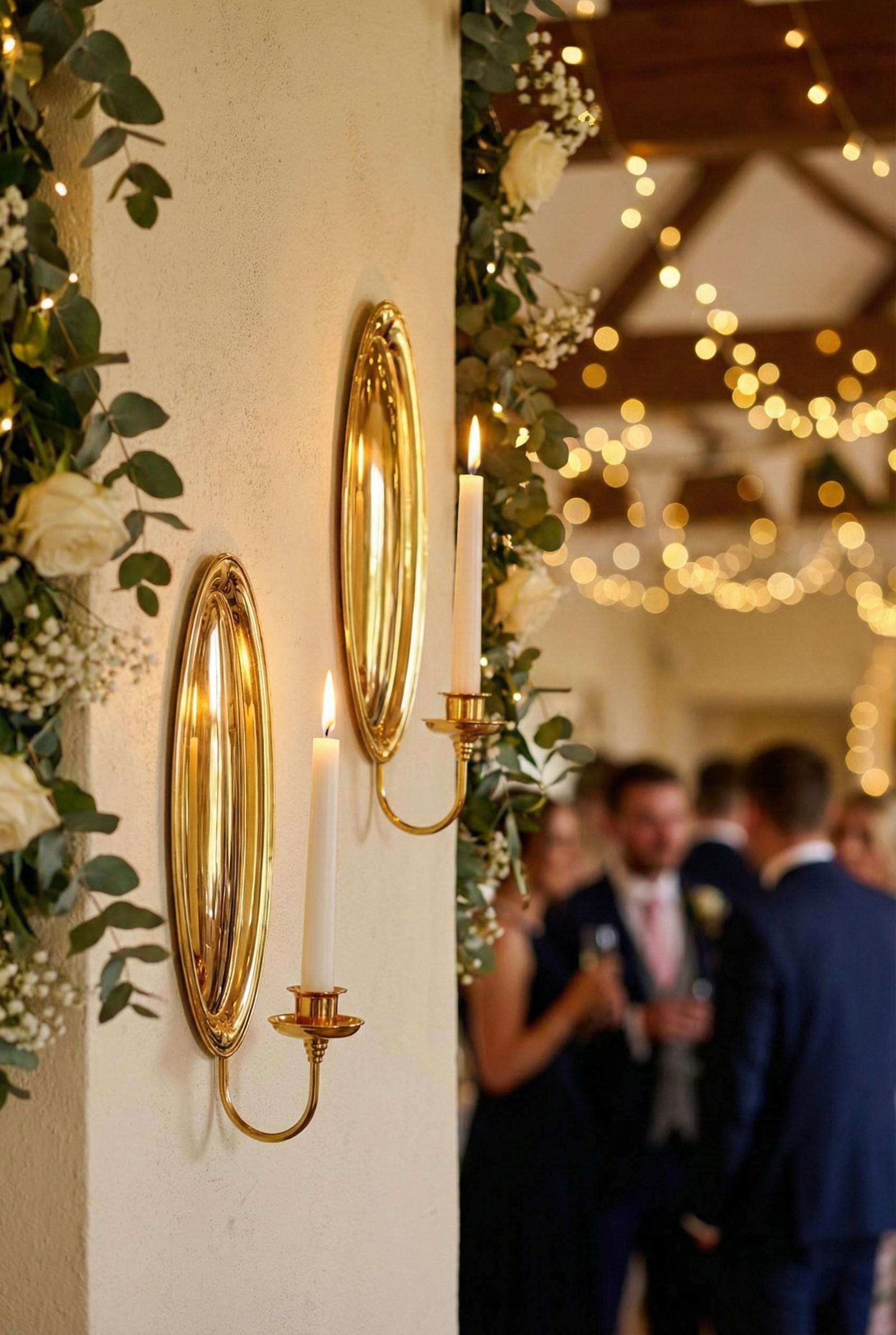 Pair of Unlacquered Solid Brass Wall Candle Holders, Handmade Vintage Sconce Decor