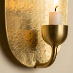 Oval Hammered Brass Wall Sconce Candle Holder Handmade Luxury Bathroom Accent Lighting