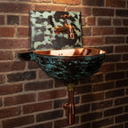 Handmade Turquoise Patina Copper Wall Mount Sink with Faucet for Luxury Artistic Bathroom Designs