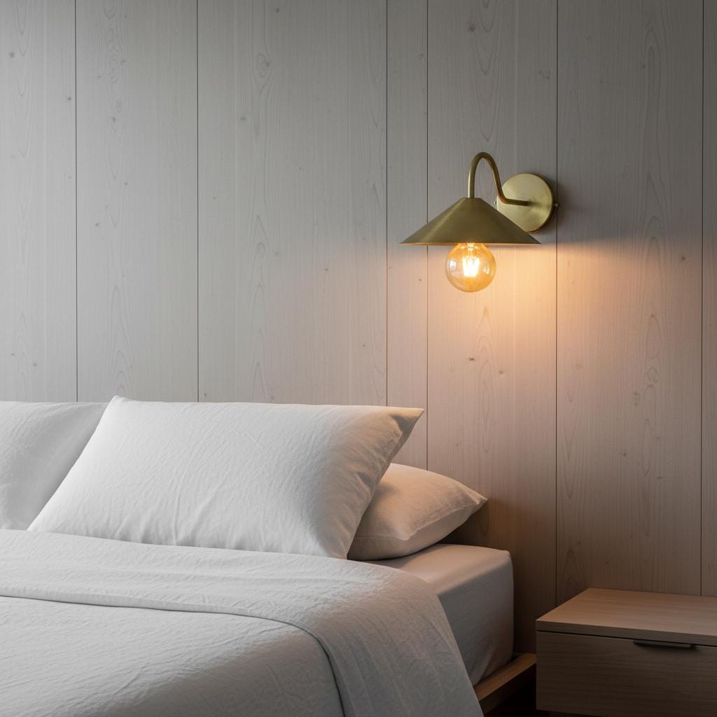 Unlacquered Brass Wall Light – Handmade Cone Shade Sconce with Curved Arm for Outdoor & Indoor