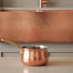 Handmade Hammered Double Bowl Farmhouse Sink Solid Copper Apron Front Kitchen Basin Design