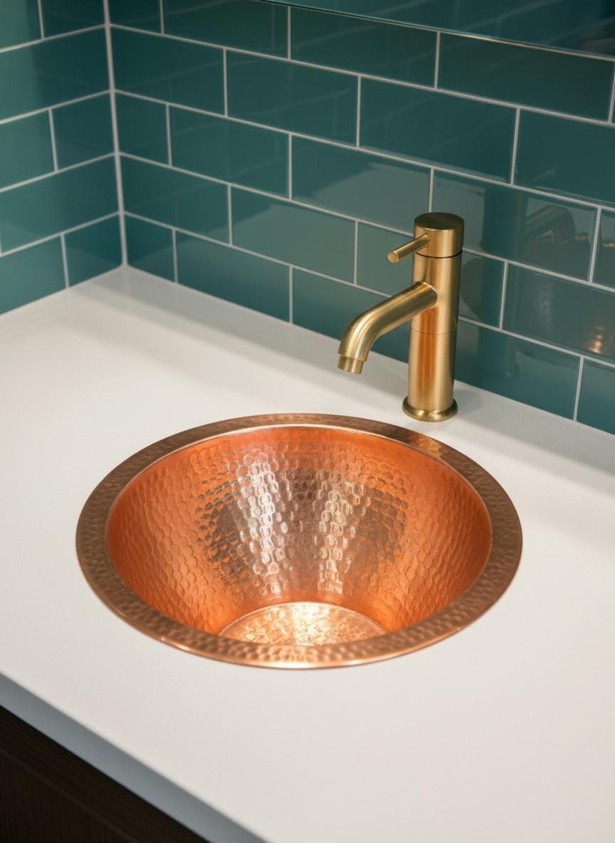 Handmade Hammered Bar Sink – Round Drop-In or Undermount Prep Basin with Rolled Rim