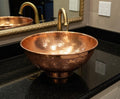Handmade Solid Copper Vessel Sink with Engraved Bowl Design, Bathroom Vanity Countertop Basin